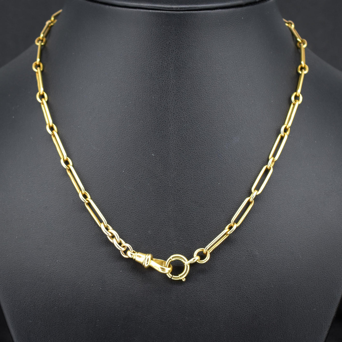 Antique '1911' 18ct Yellow Gold Trombone Chain Necklace | 16.5"