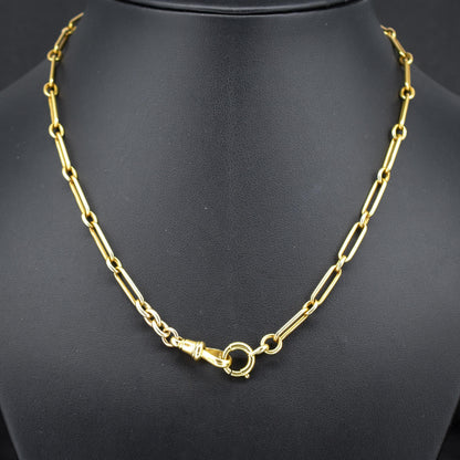 Antique '1911' 18ct Yellow Gold Trombone Chain Necklace | 16.5"