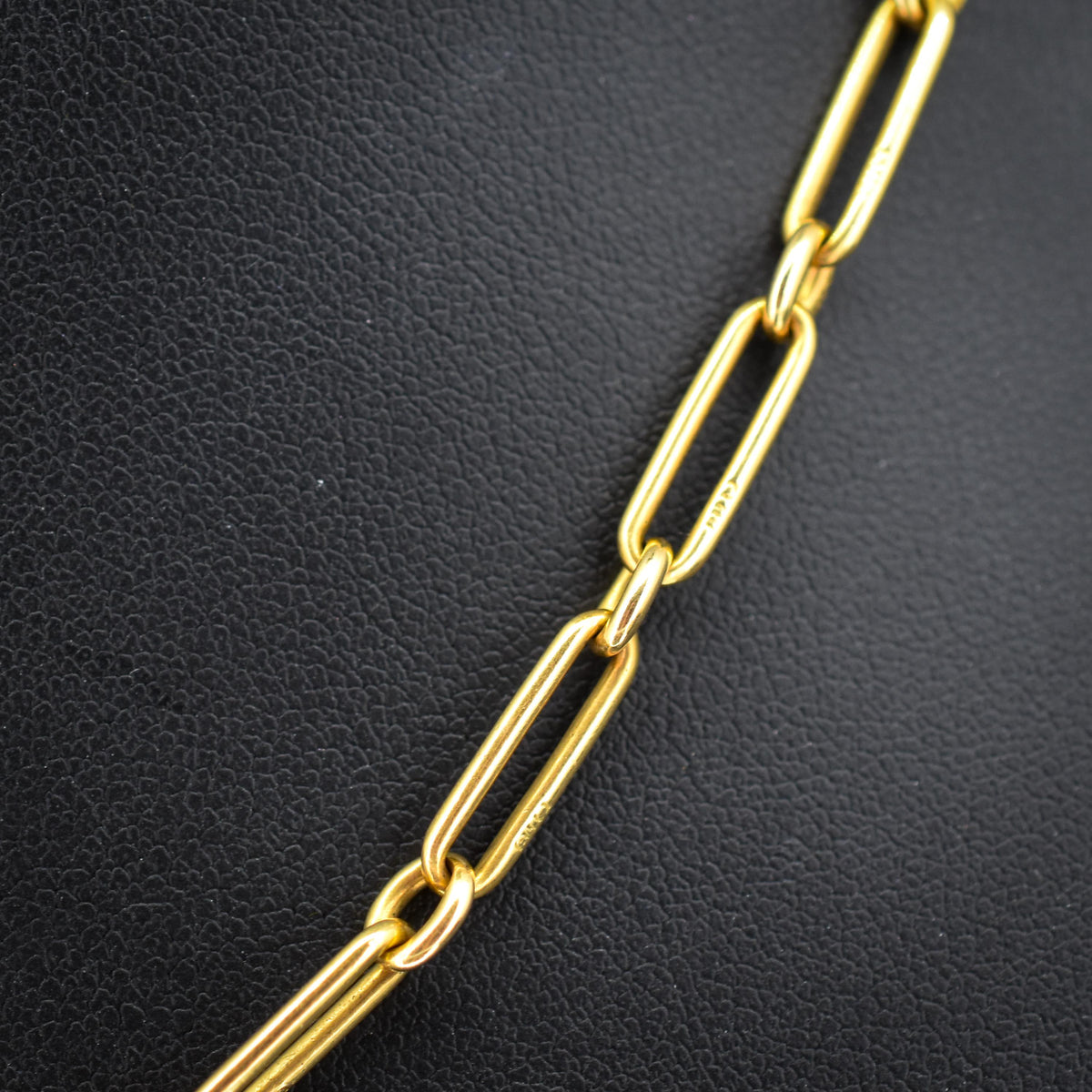 Antique '1911' 18ct Yellow Gold Trombone Chain Necklace | 16.5"