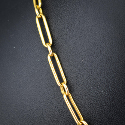 Antique '1911' 18ct Yellow Gold Trombone Chain Necklace | 16.5"