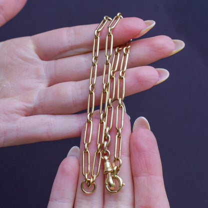 Antique '1911' 18ct Yellow Gold Trombone Chain Necklace | 16.5"