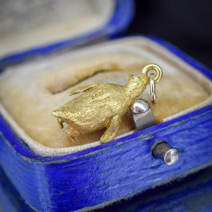 Vintage Solid 9ct Yellow Gold Penguin Charm | Dated 1974