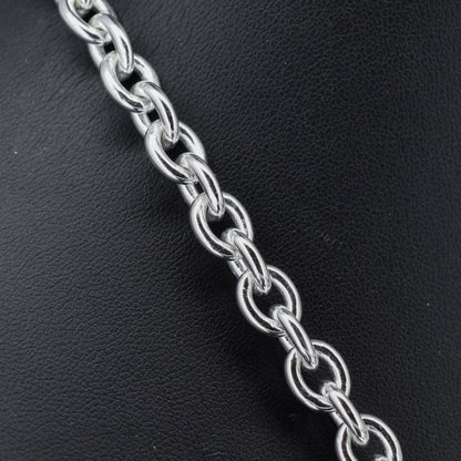 Vintage 75g Sterling Silver Oval Cable Link Chain Necklace with Double Dog Clip and T-bar Slider | 23"