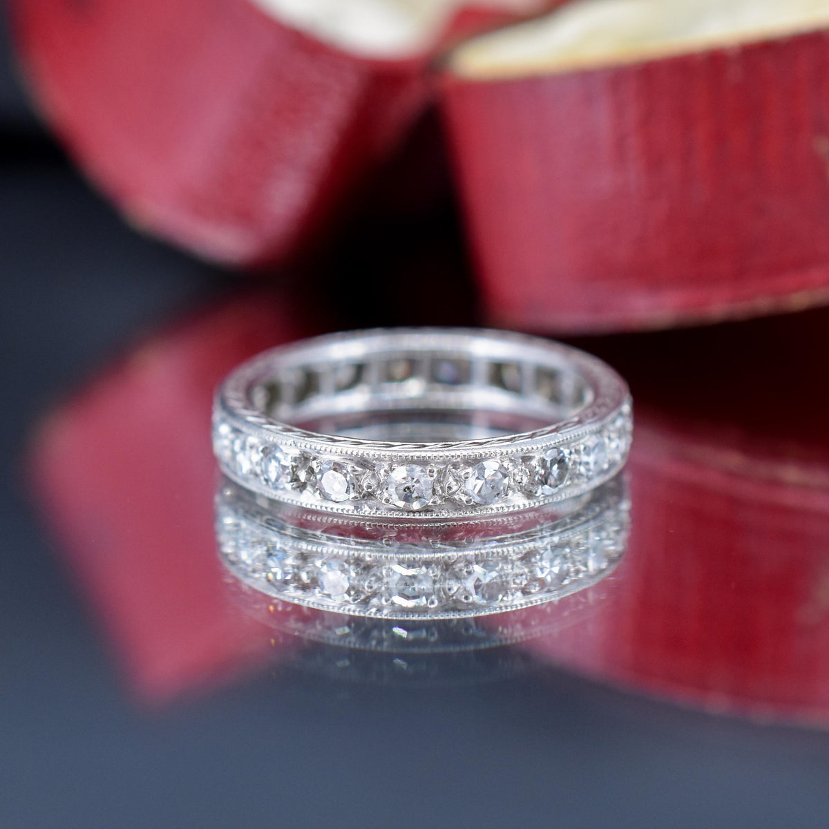 Art Deco Diamond Palladium Full Eternity Wedding Band Ring