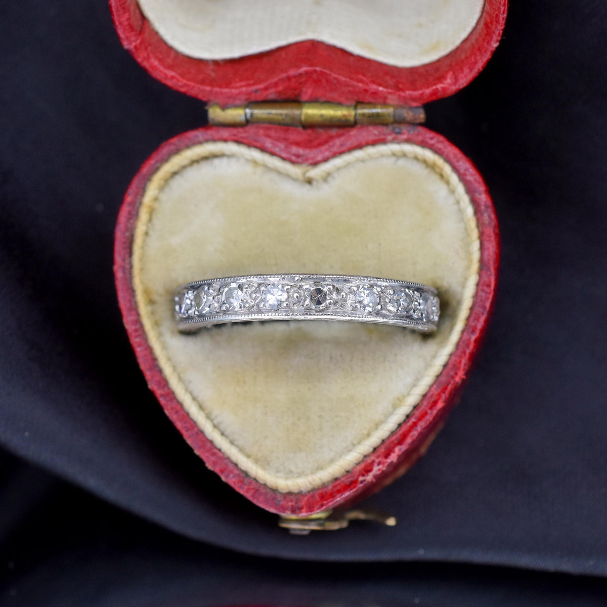 Art Deco Diamond Palladium Full Eternity Wedding Band Ring