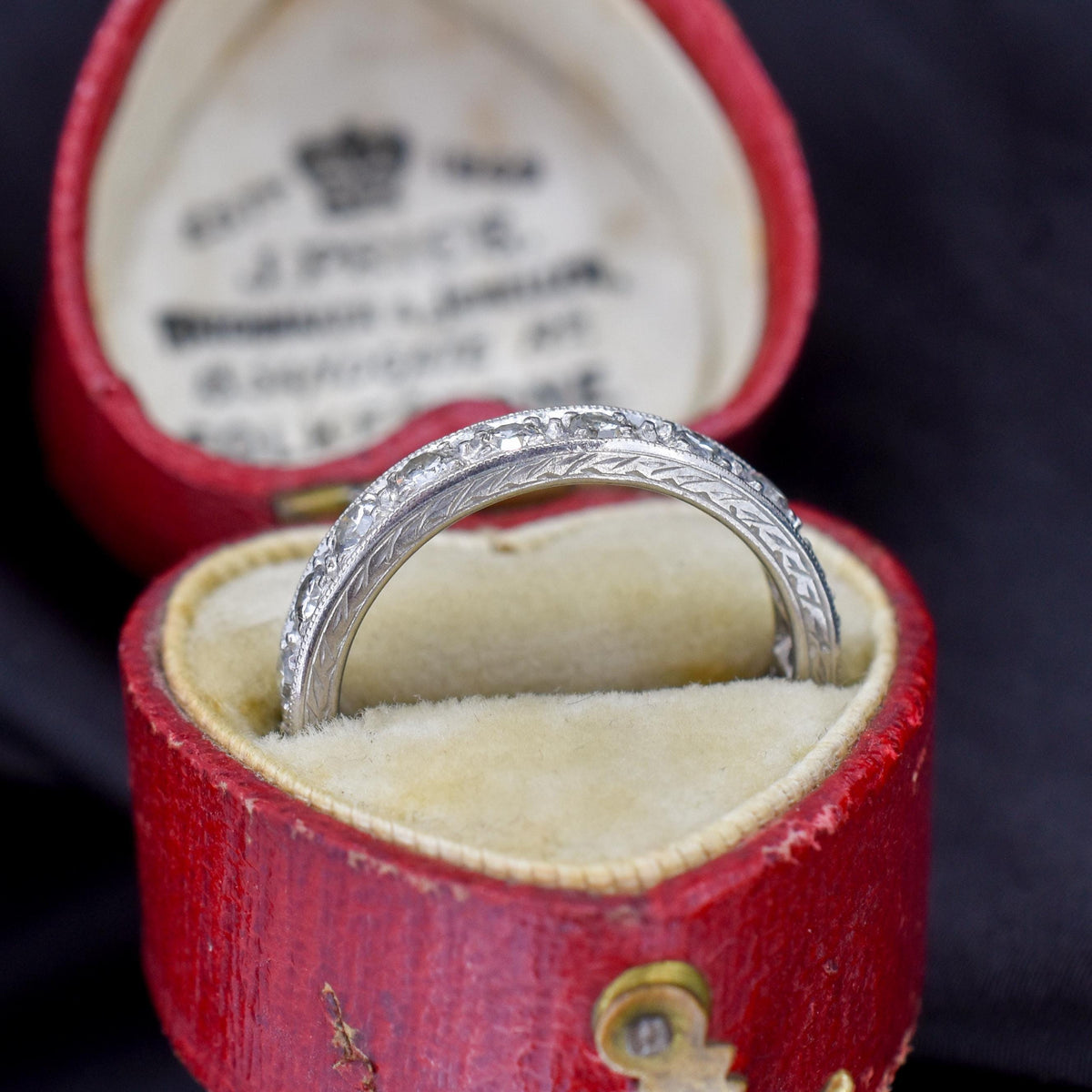 Art Deco Diamond Palladium Full Eternity Wedding Band Ring