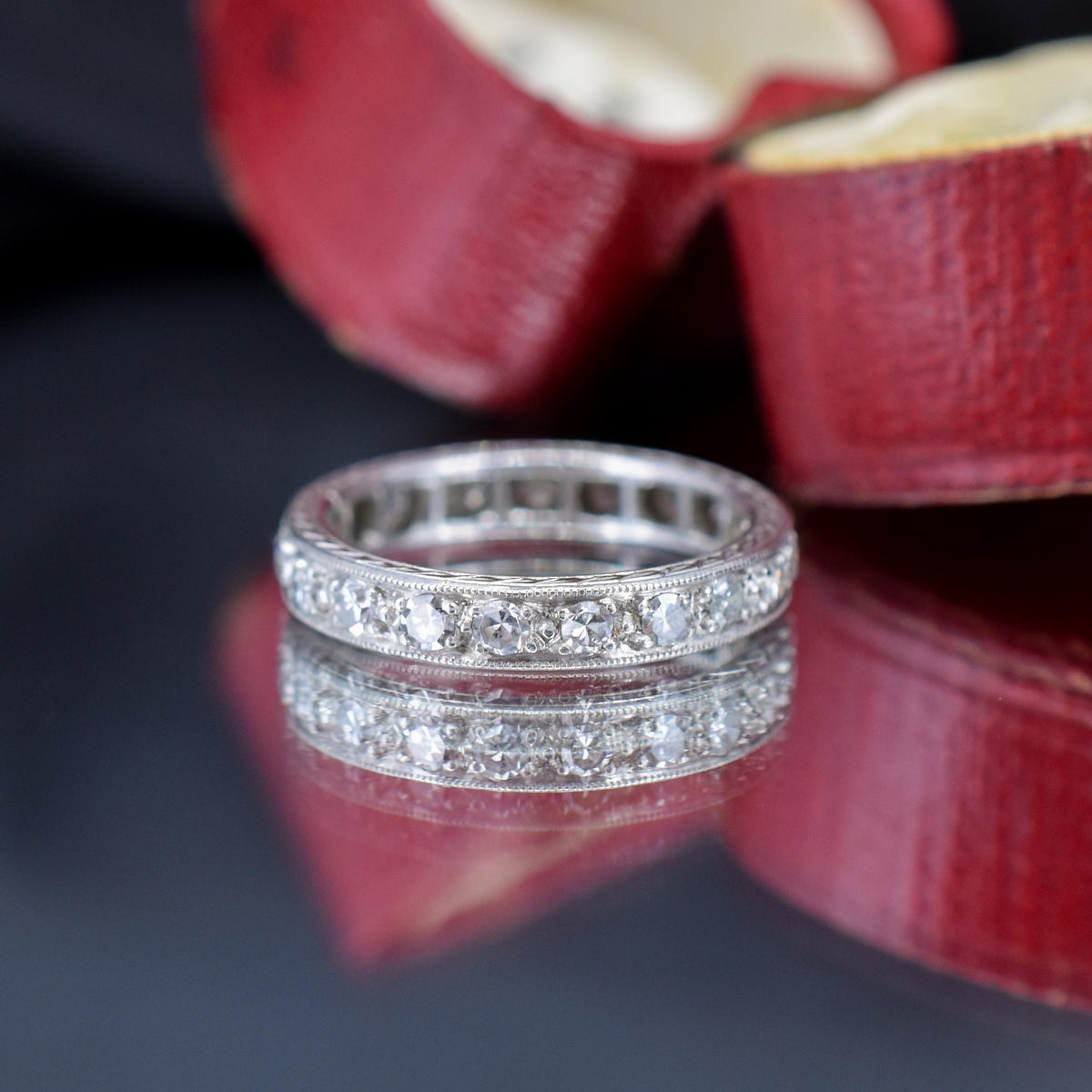 Art Deco Diamond Palladium Full Eternity Wedding Band Ring
