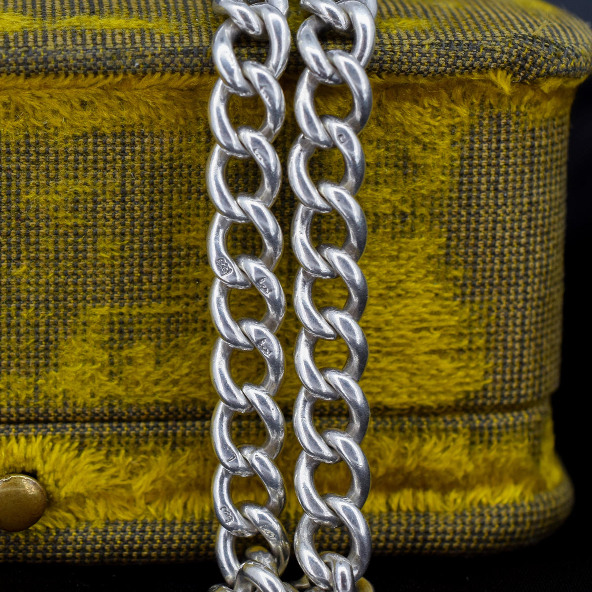 Antique Curb Sterling Silver Bracelet with Dog Clip and T-bar | 8"