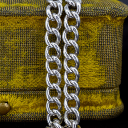 Antique Curb Sterling Silver Bracelet with Dog Clip and T-bar | 8"
