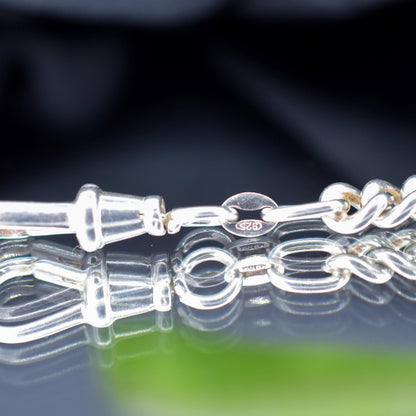 Vintage Curb Sterling Silver Bracelet / Extender with Double Dog Clip | 7.2"