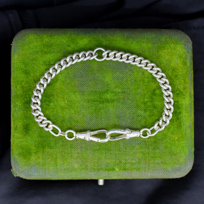 Vintage Curb Sterling Silver Bracelet / Extender with Double Dog Clip | 7.2"