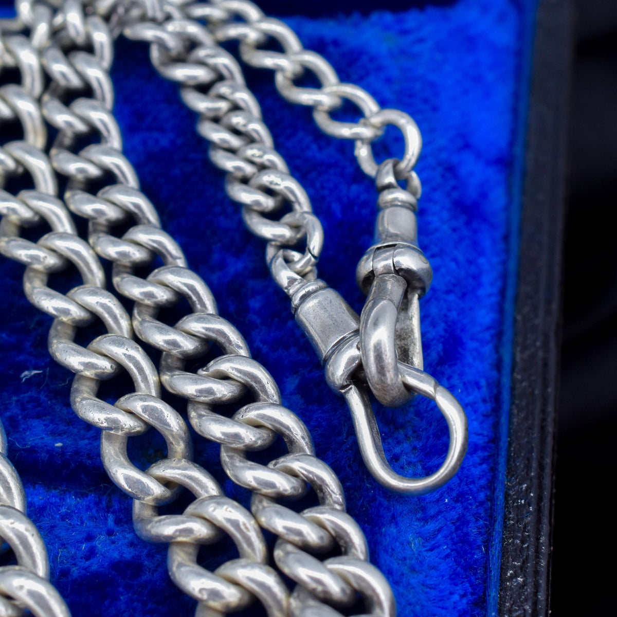 Antique 69g Heavy Albert Watch Chain Necklace with T-Bar and Dog Clips | 24"