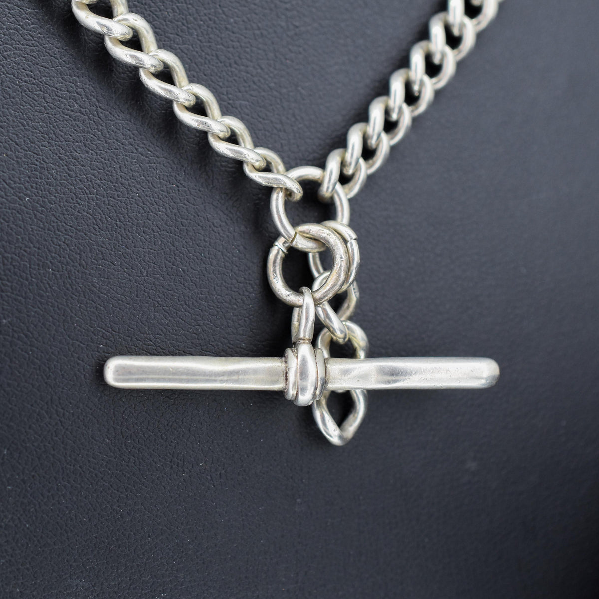 Antique 69g Heavy Albert Watch Chain Necklace with T-Bar and Dog Clips | 24"