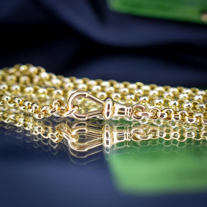 Antique Victorian 9ct Yellow Gold Faceted Belcher Link Chain Necklace with Dog Clip | 18.7"