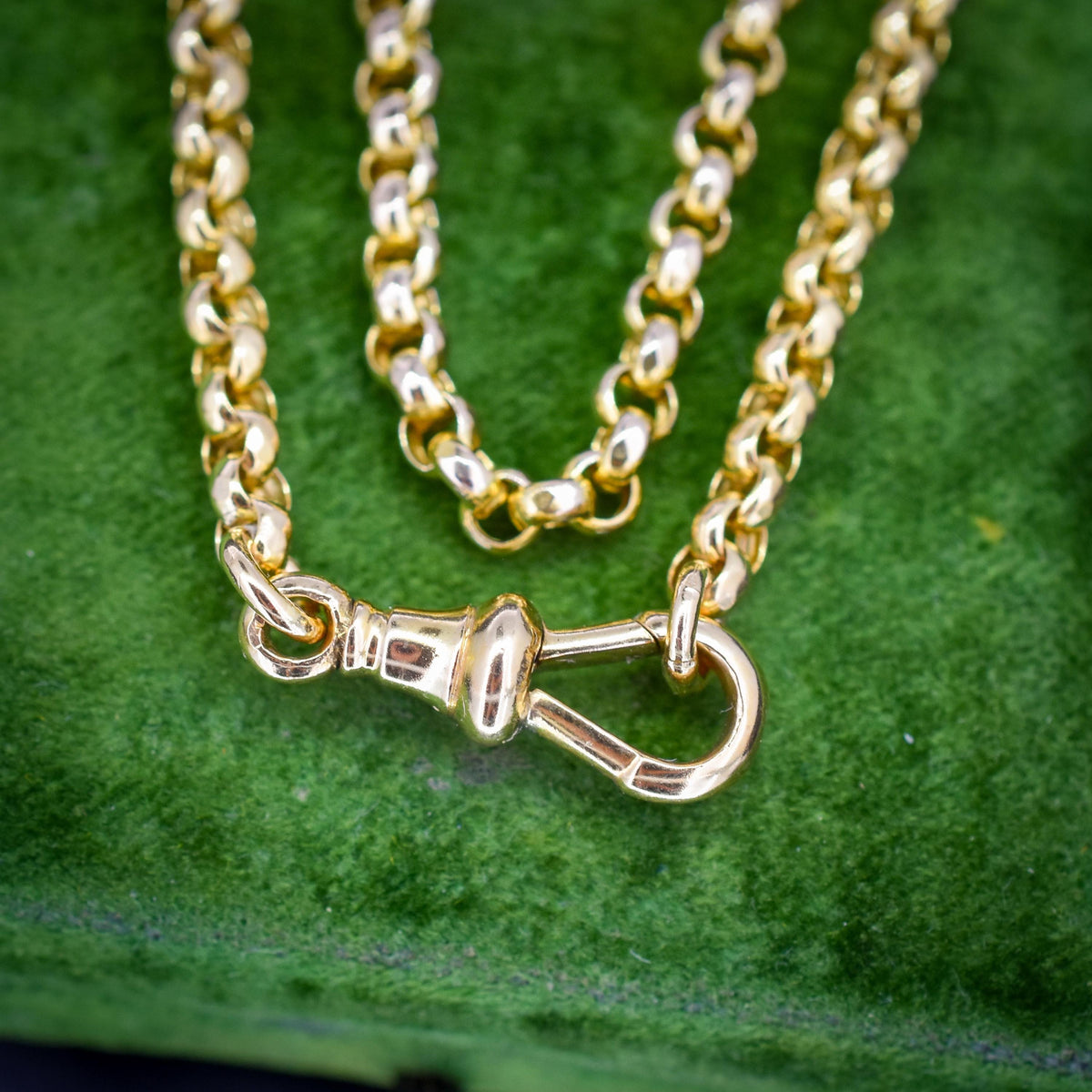 Antique Victorian 9ct Yellow Gold Faceted Belcher Link Chain Necklace with Dog Clip | 18.7"