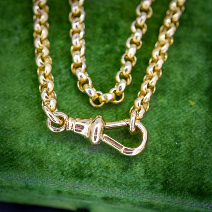Antique Victorian 9ct Yellow Gold Faceted Belcher Link Chain Necklace with Dog Clip | 18.7"