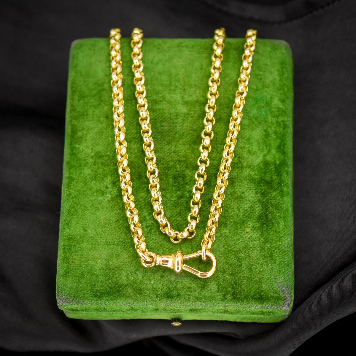 Antique Victorian 9ct Yellow Gold Faceted Belcher Link Chain Necklace with Dog Clip | 18.7"