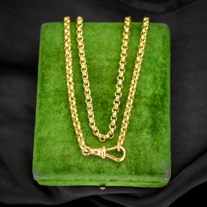 Antique Victorian 9ct Yellow Gold Faceted Belcher Link Chain Necklace with Dog Clip | 18.7"