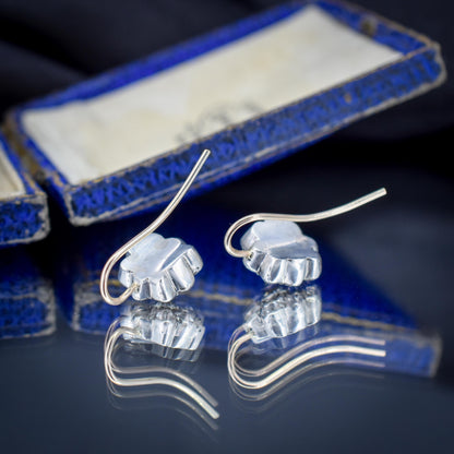 Antique Georgian Paste Silver and 9ct Gold Flower Earrings