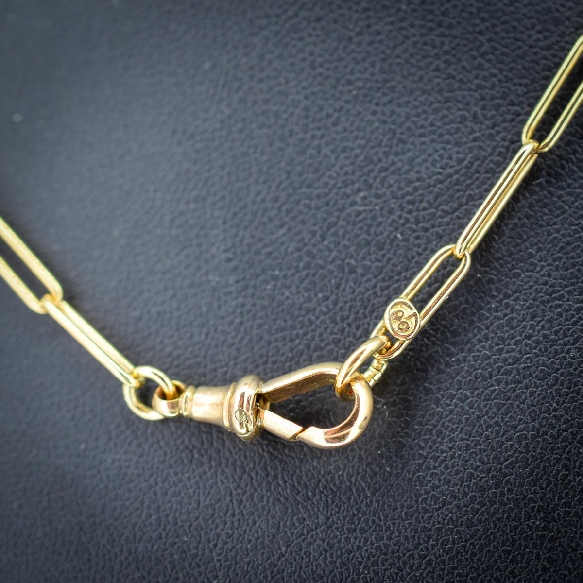 Antique 9ct Yellow Gold Paperlink Chain with Dog Clip | 16.75" Length
