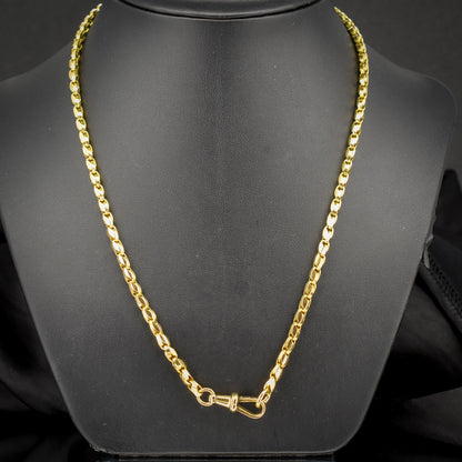 Antique 9ct Yellow Gold Tulip Link Fancy Chain Necklace with Dog Clip | 19.5"