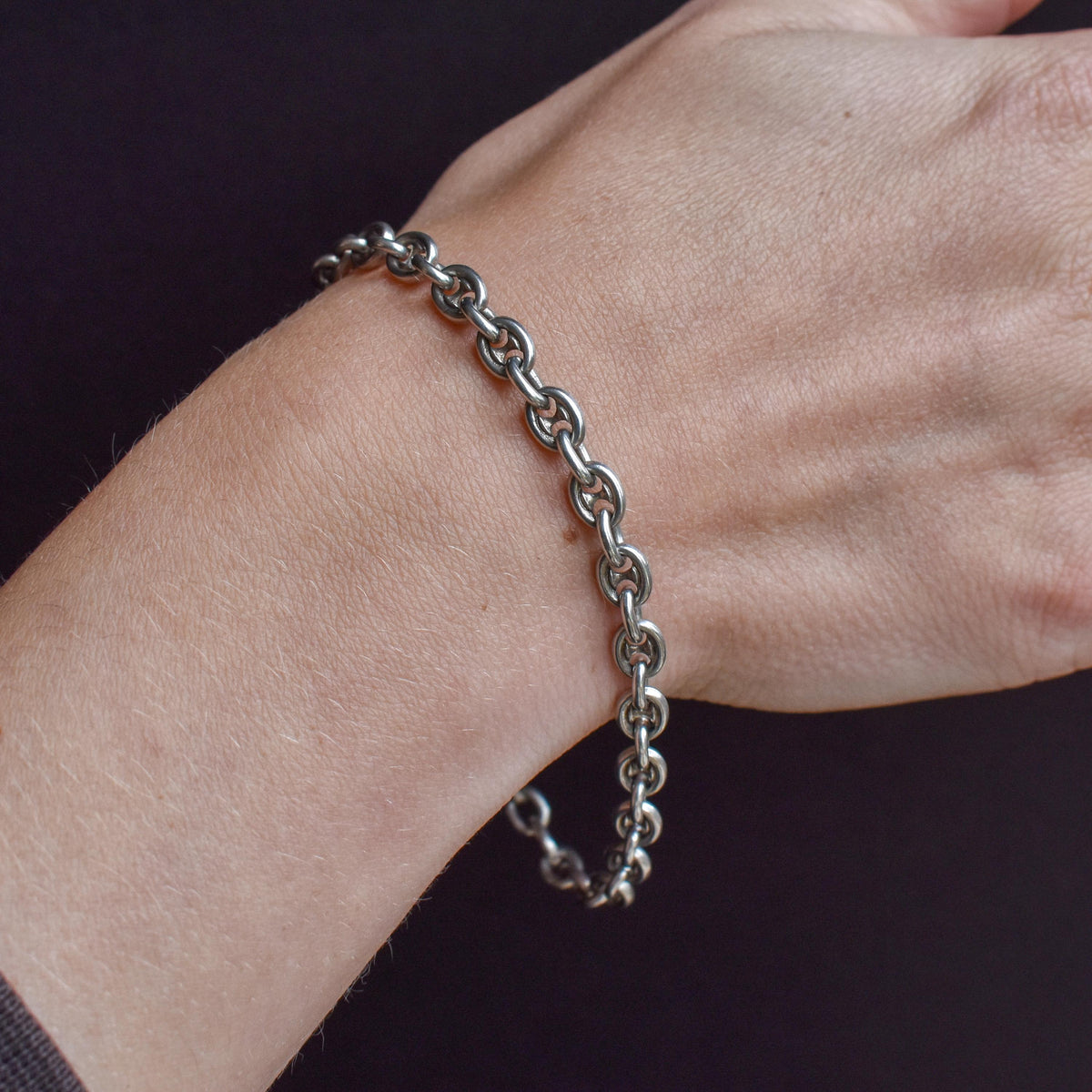Vintage Mariner Link Sterling Silver Heart Padlock Bracelet