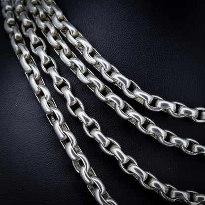 Antique 89g Silver Long Guard Chain Necklace with Dog Clip | 60" Length
