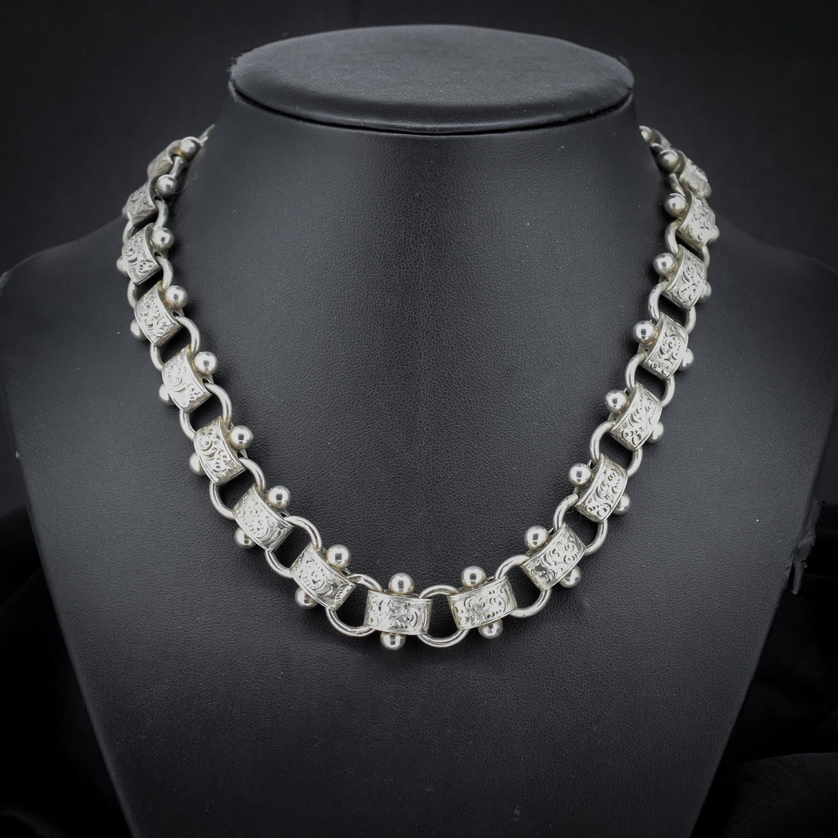 Antique Victorian Sterling Silver Chain Collar Necklace | 17.25"