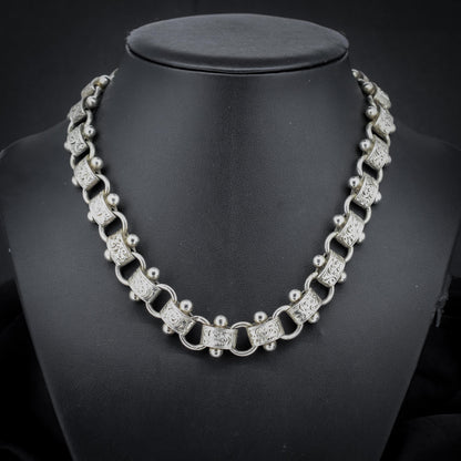 Antique Victorian Sterling Silver Chain Collar Necklace | 17.25"