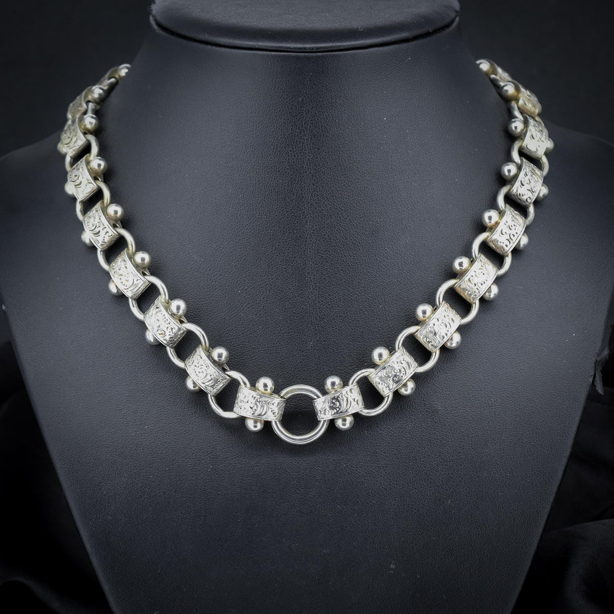 Antique Victorian Sterling Silver Chain Collar Necklace | 17.25"