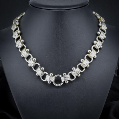 Antique Victorian Sterling Silver Chain Collar Necklace | 17.25"