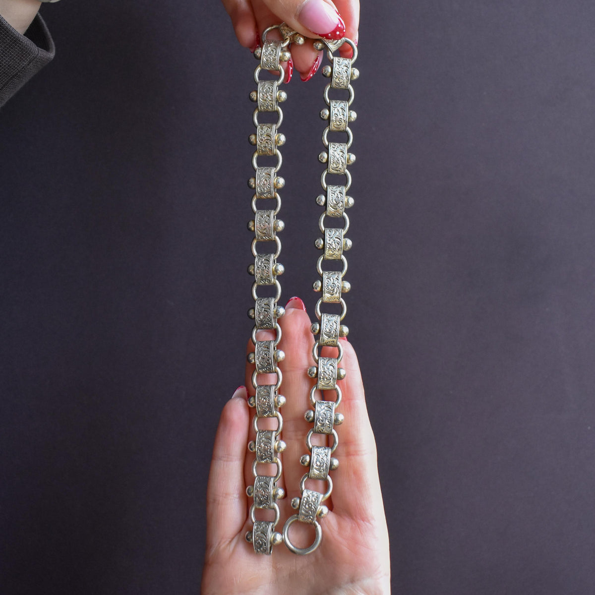Antique Victorian Sterling Silver Chain Collar Necklace | 17.25"