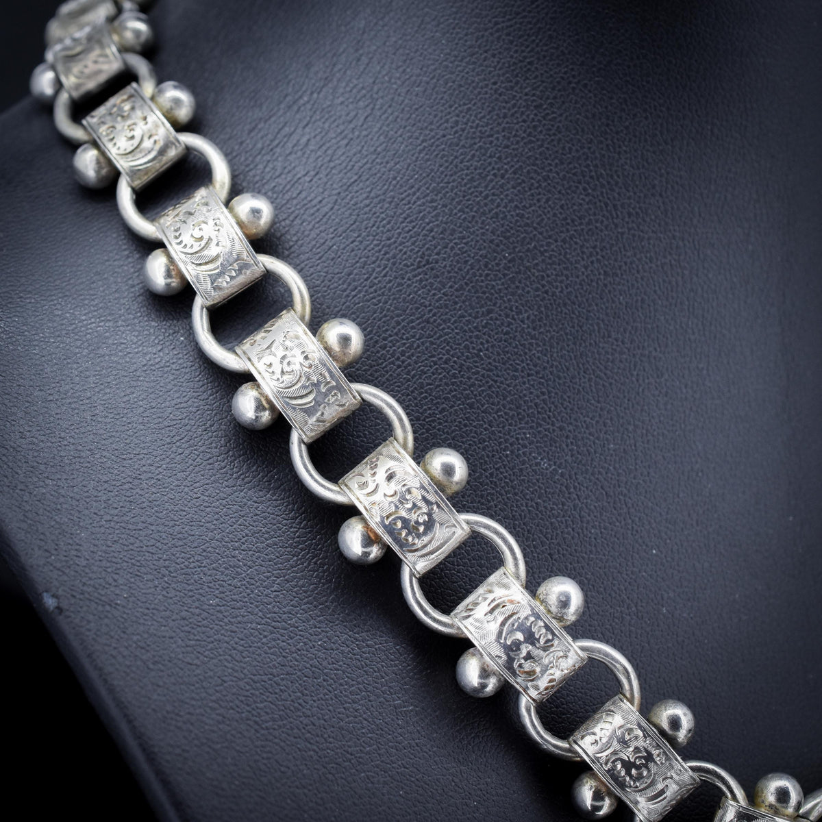 Antique Victorian Sterling Silver Chain Collar Necklace | 17.25"