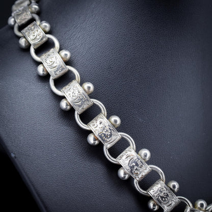 Antique Victorian Sterling Silver Chain Collar Necklace | 17.25"
