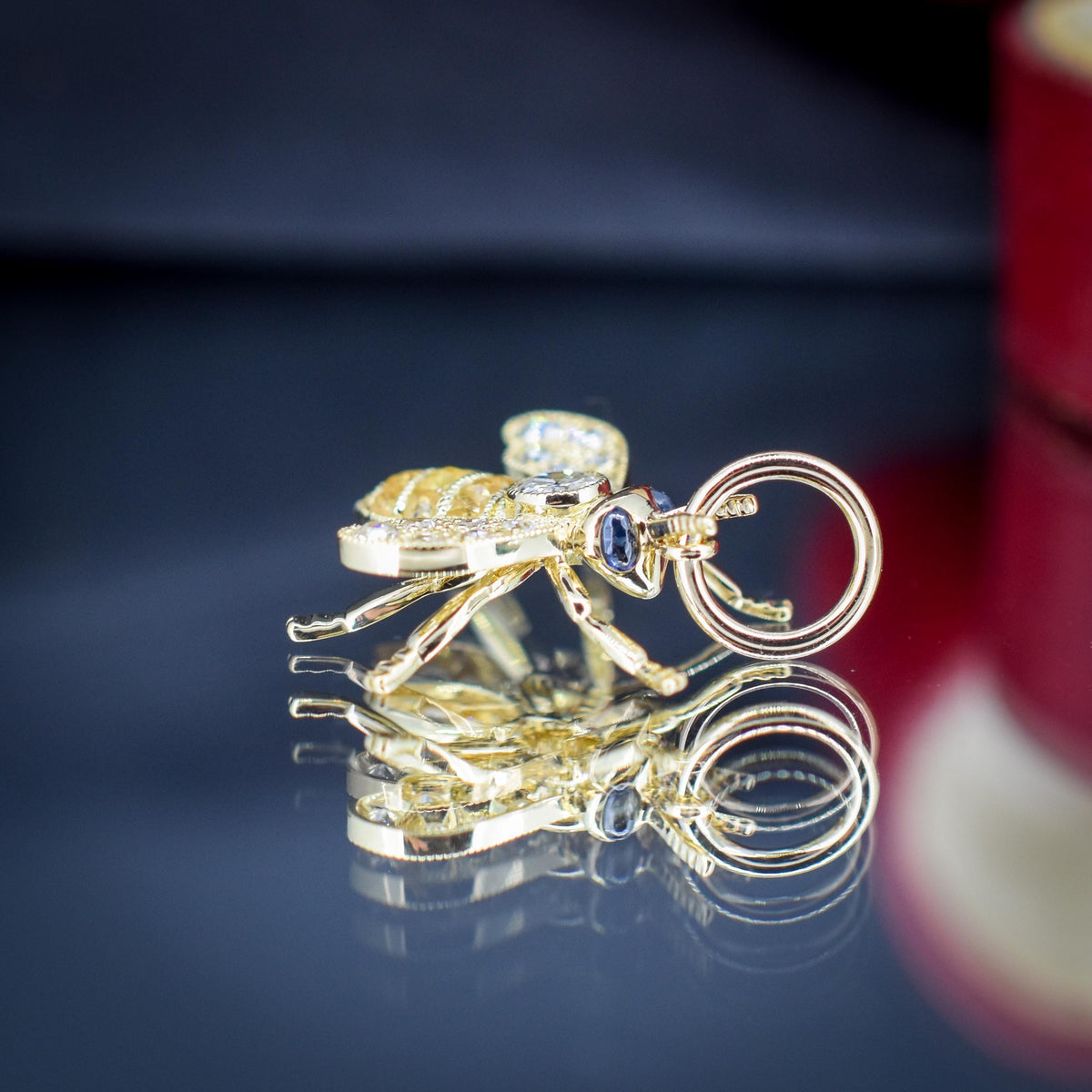 Yellow Sapphire and Diamond 18ct Gold Insect Bee Pendant