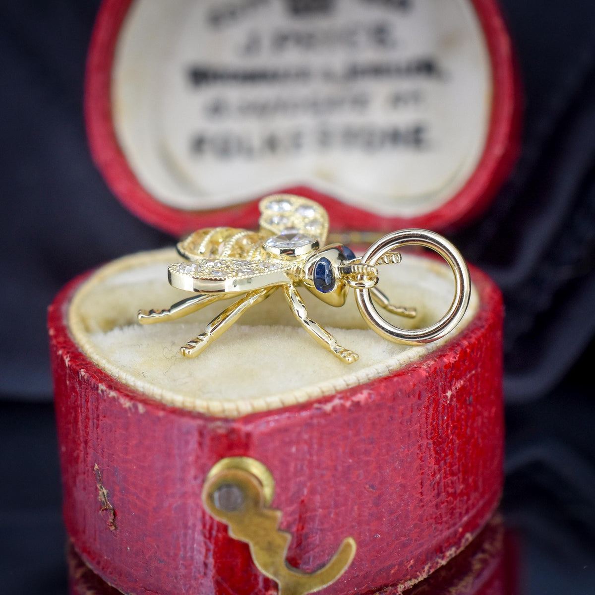 Yellow Sapphire and Diamond 18ct Gold Insect Bee Pendant