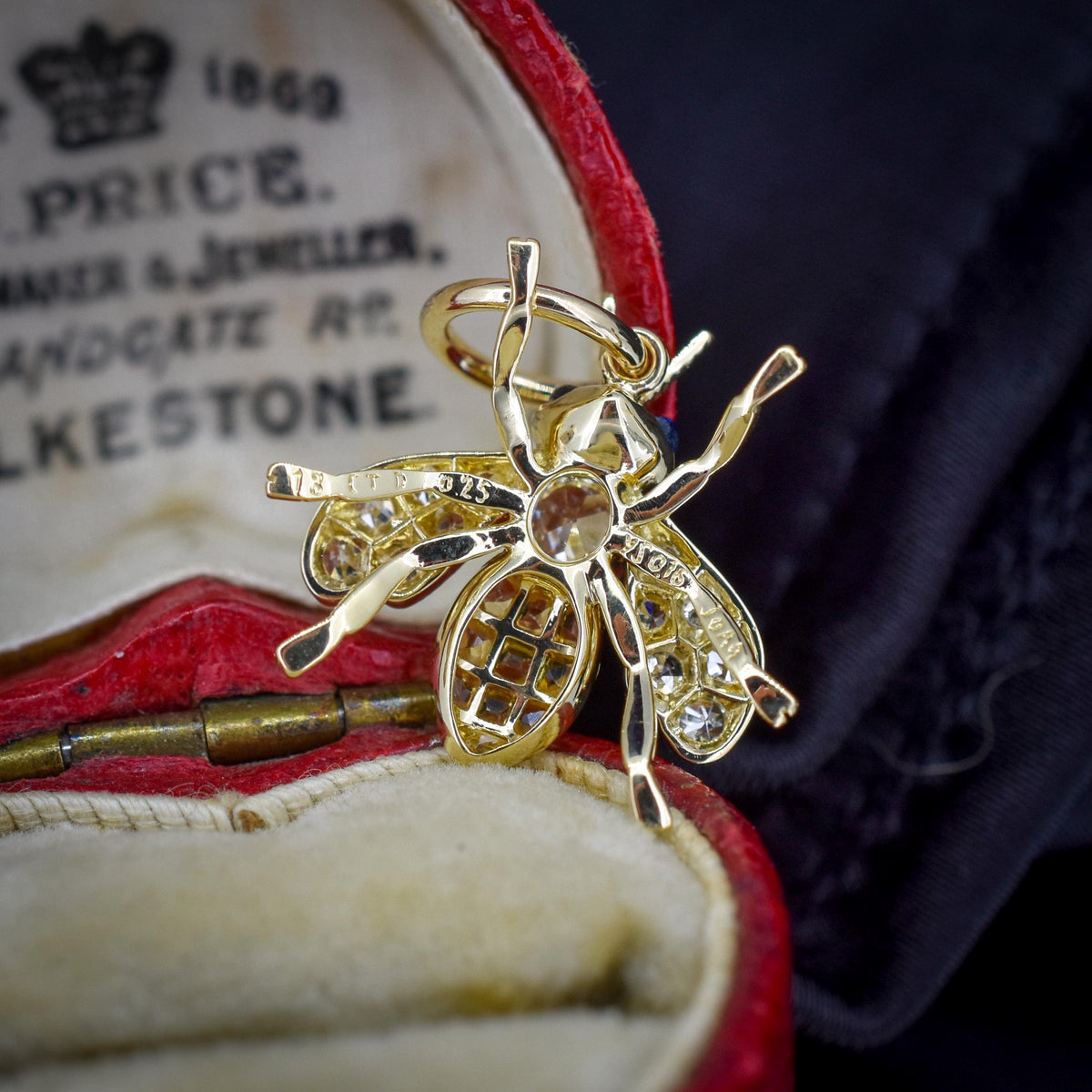 Yellow Sapphire and Diamond 18ct Gold Insect Bee Pendant