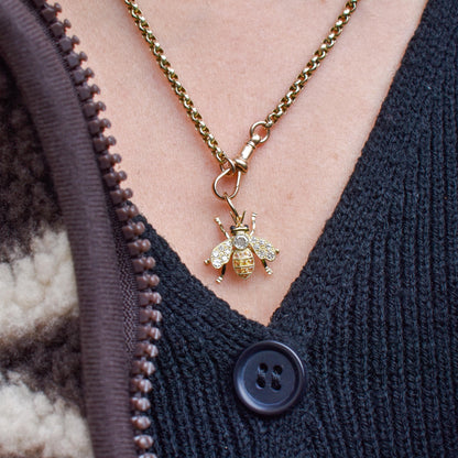 Yellow Sapphire and Diamond 18ct Gold Insect Bee Pendant