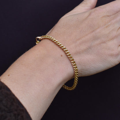 Antique 9ct Gold Uniform Curb Link Dog Clip Bracelet | 7.25"
