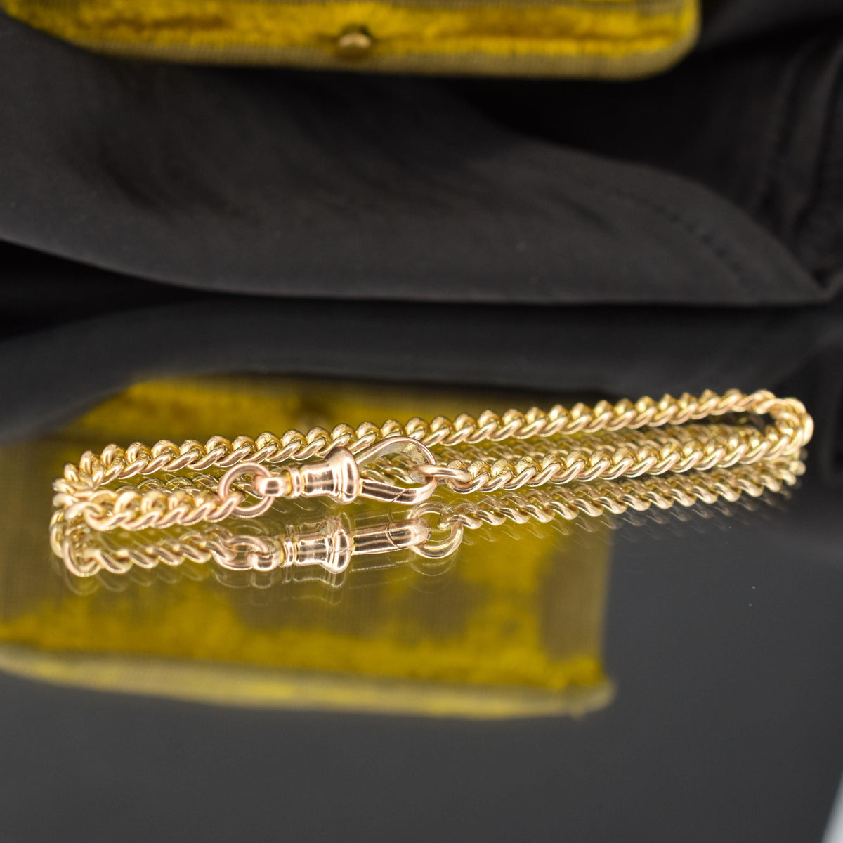 Antique 9ct Gold Uniform Curb Link Dog Clip Bracelet | 7.25"