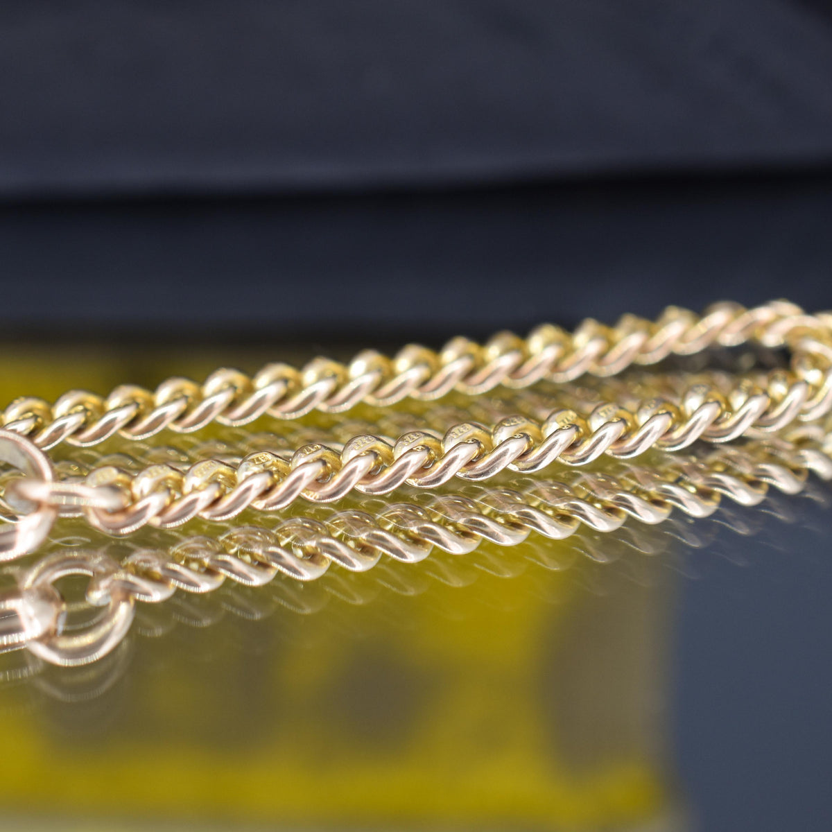 Antique 9ct Gold Uniform Curb Link Dog Clip Bracelet | 7.25"