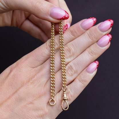 Antique 9ct Gold Uniform Curb Link Dog Clip Bracelet | 7.25"