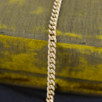 Antique 9ct Gold Uniform Curb Link Dog Clip Bracelet | 7.25"