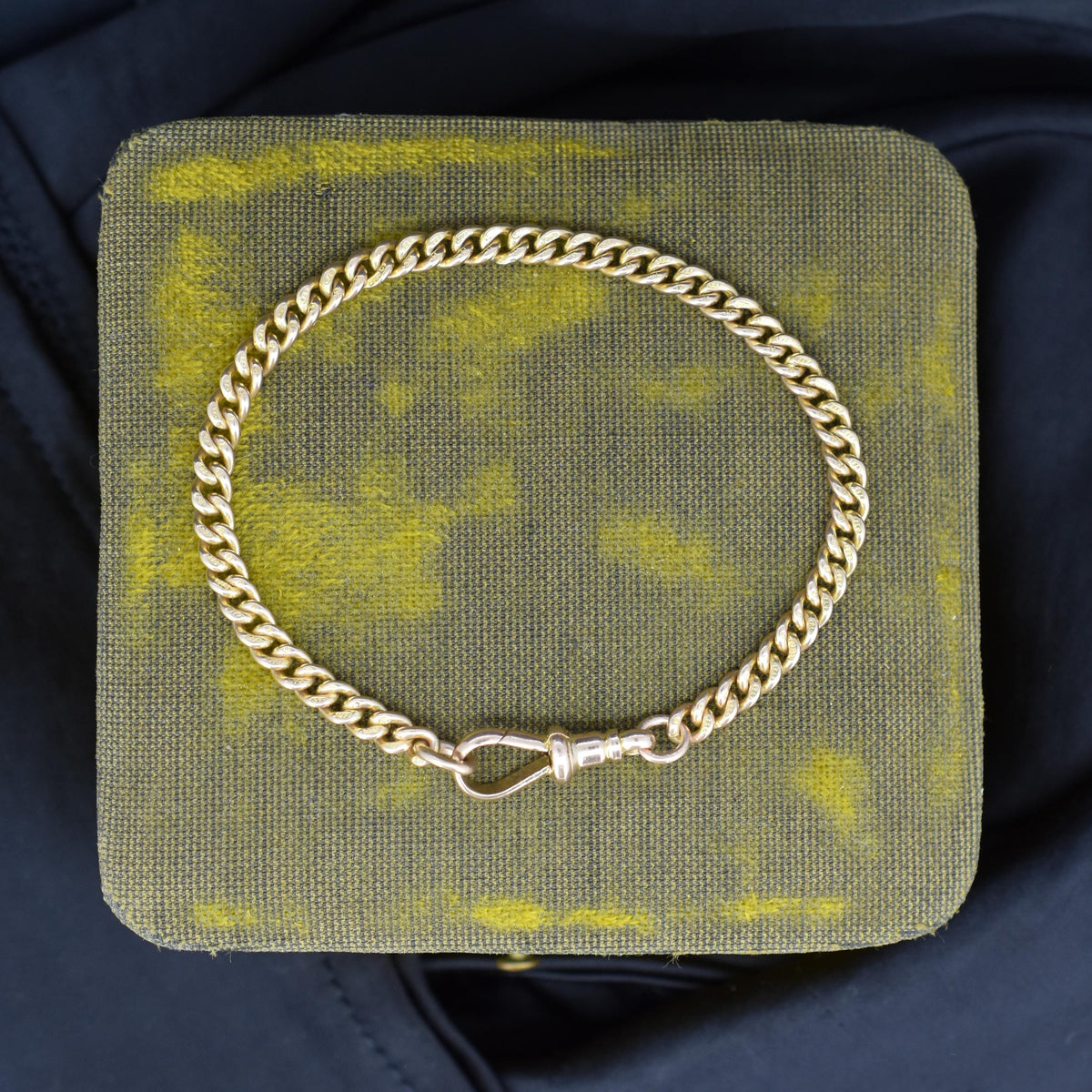 Antique 9ct Gold Uniform Curb Link Dog Clip Bracelet | 7.25"