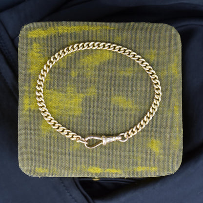 Antique 9ct Gold Uniform Curb Link Dog Clip Bracelet | 7.25"