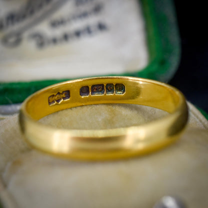 Vintage '1951' 22ct Yellow Gold Plain Stacking Wedding Band Ring - Vintage