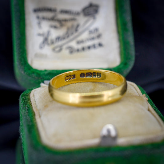Vintage '1951' 22ct Yellow Gold Plain Stacking Wedding Band Ring - Vintage