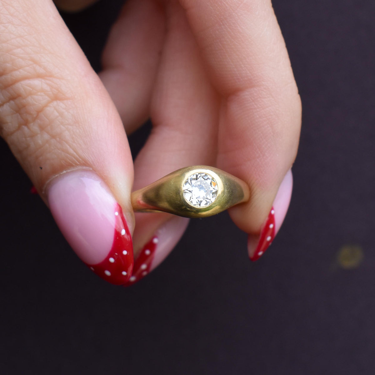 0.59ct Old Cut Diamond 18ct Yellow Gold Gypsy Band Ring