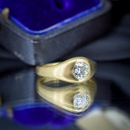0.59ct Old Cut Diamond 18ct Yellow Gold Gypsy Band Ring