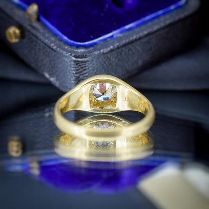 0.59ct Old Cut Diamond 18ct Yellow Gold Gypsy Band Ring